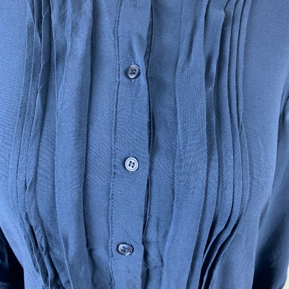Spense Medium Navy Blouse Pleats Pleated - Picture 2 of 7